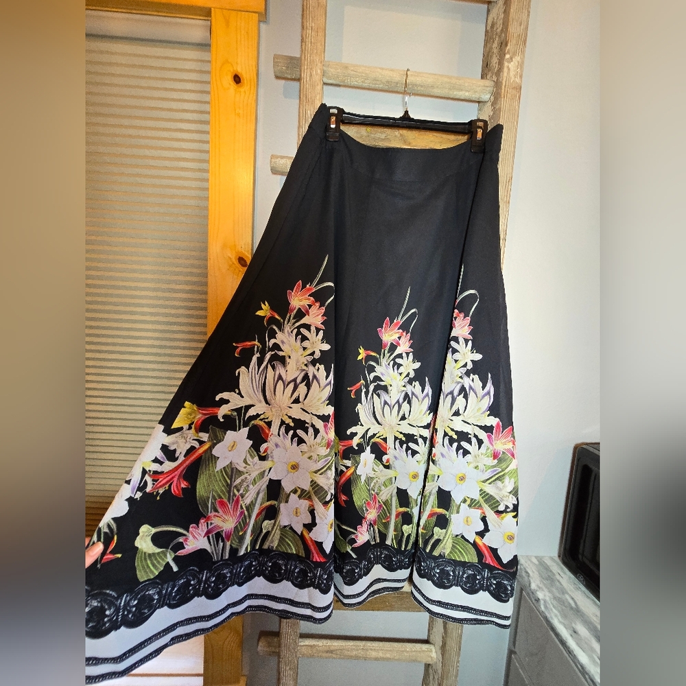 Floral Black Skirt